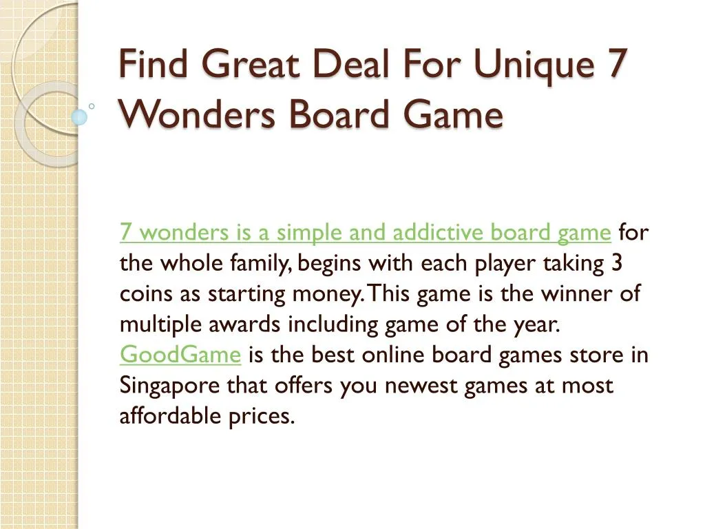 find great deal for unique 7 wonders board game