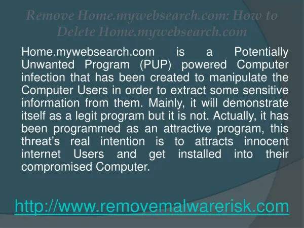 Remove Home.mywebsearch.com from Infected Windows PC