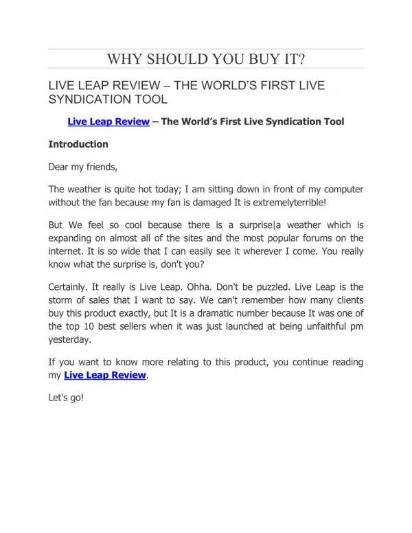 Live Leap Review