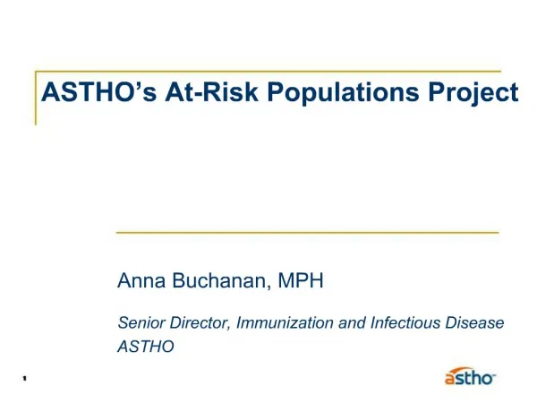 ASTHO s At-Risk Populations Project
