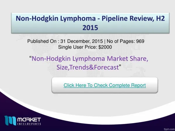 Future Market Trends of Non-Hodgkin Lymphoma Market 2015