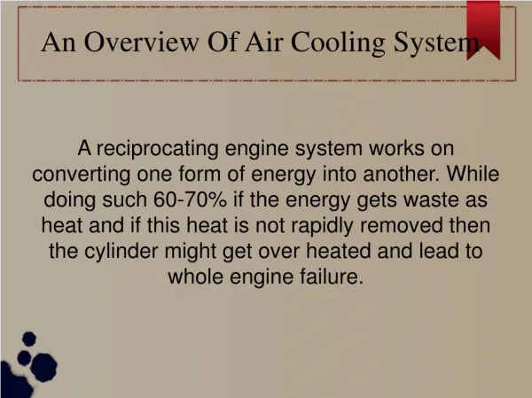 What You Can Learn From Bill Gates About An Overview Of Air Cooling System