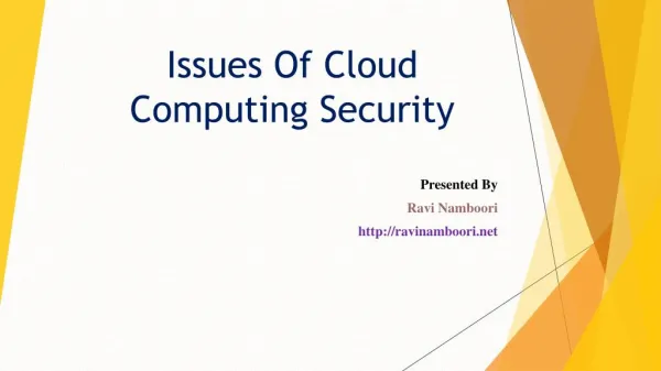 Issues Of Cloud Computing Security by Ravi Namboori