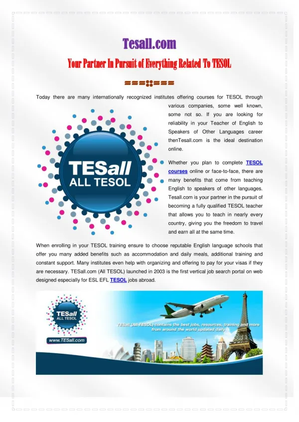Your Partner In Pursuit of Everything Related To TESOL