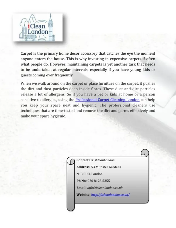 Get Carpet Cleaning in London