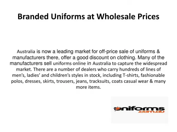 Find Uniforms at Wholesale Prices in Australia