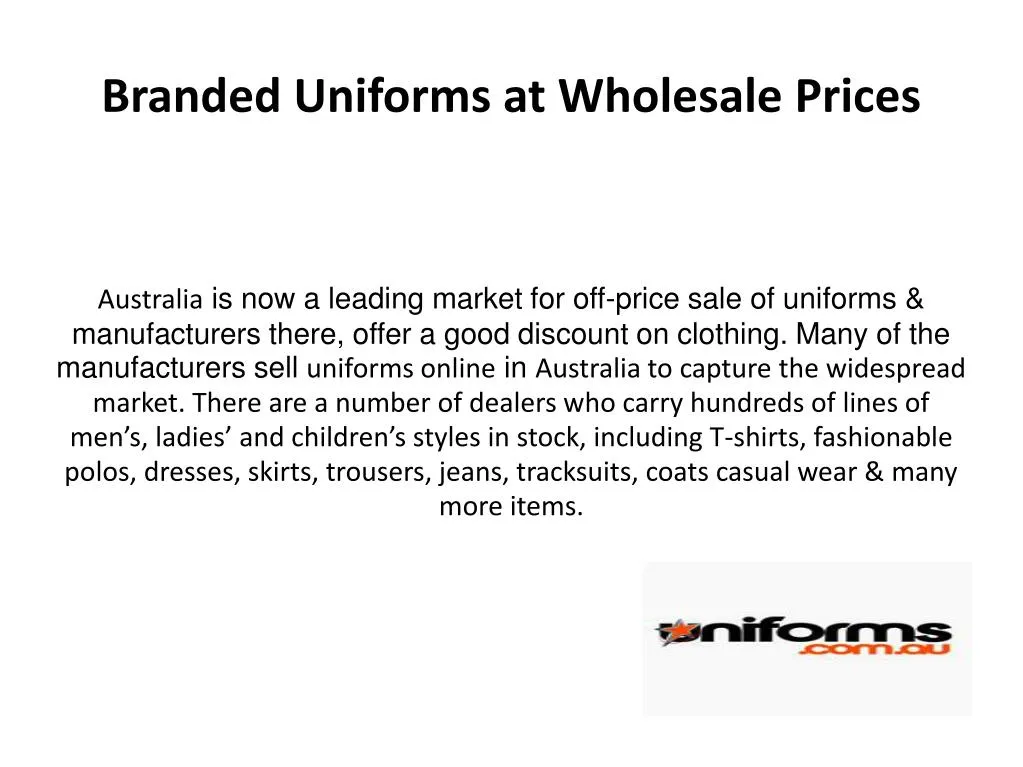 branded uniforms at wholesale prices
