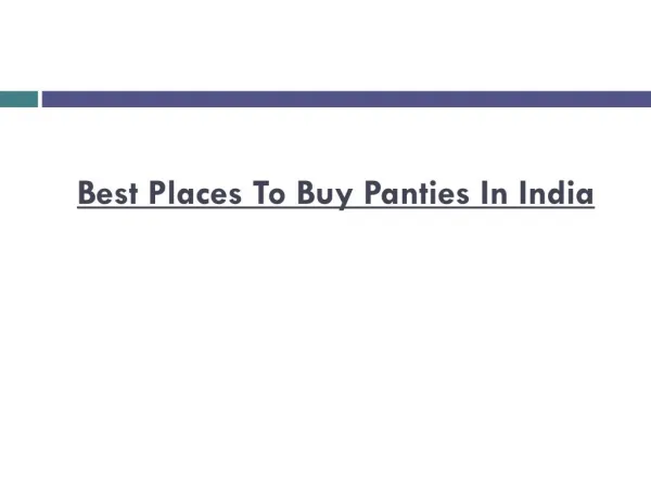 Best places to buy Panties in India