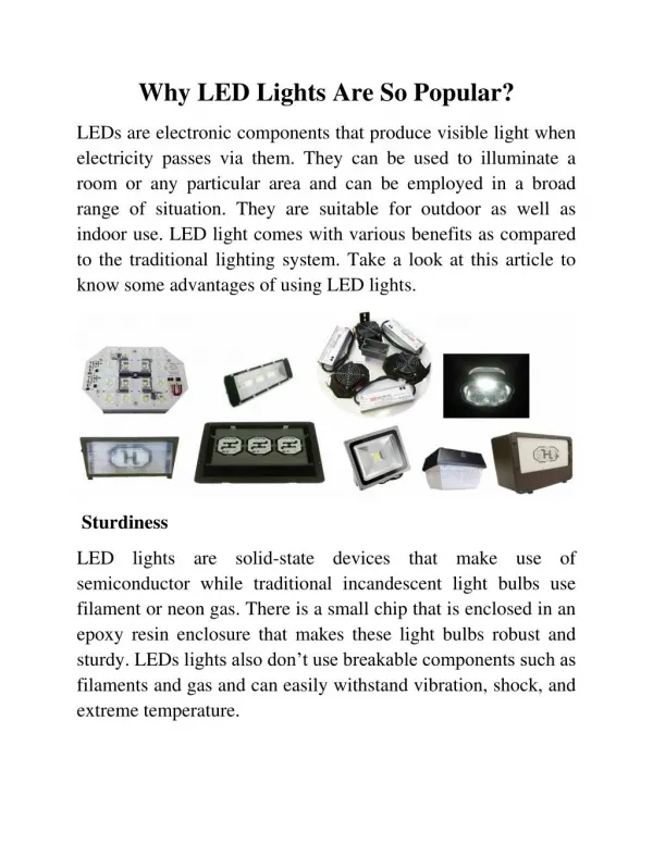 Why LED Lights Are So Popular?