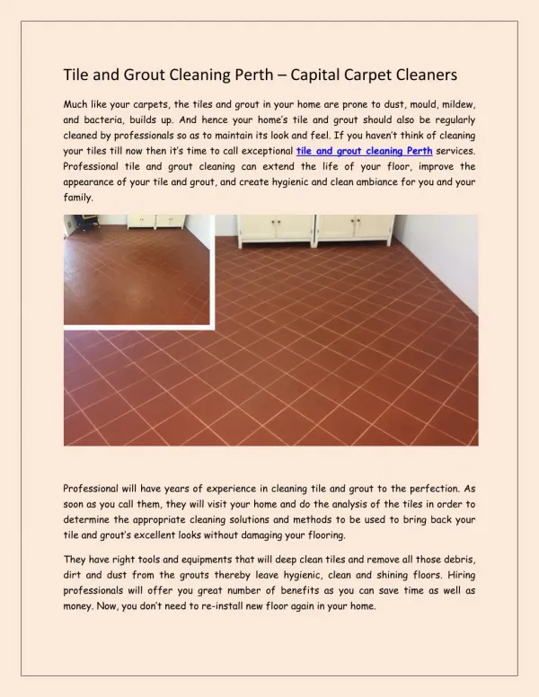 Tile and Grout Cleaning Perth – Capital Carpet Cleaners