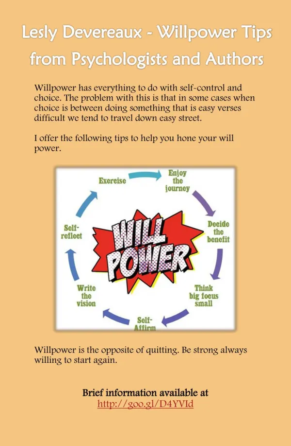 Lesly Devereaux - Willpower Tips from Psychologists and Authors