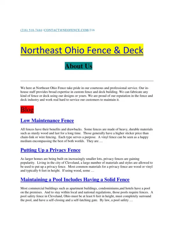 The Northeast Ohio Fence & Deck