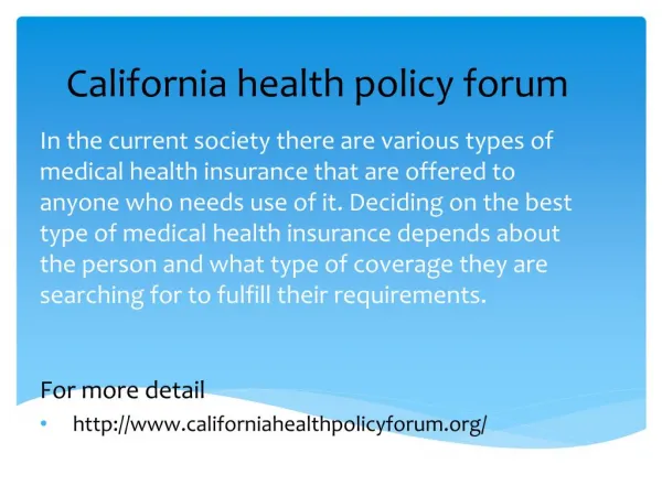 California health policy forum