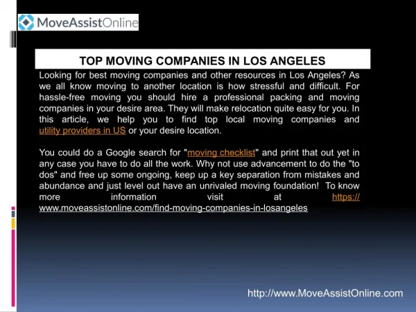 Are You Searching for Moving Companies in Los Angeles?