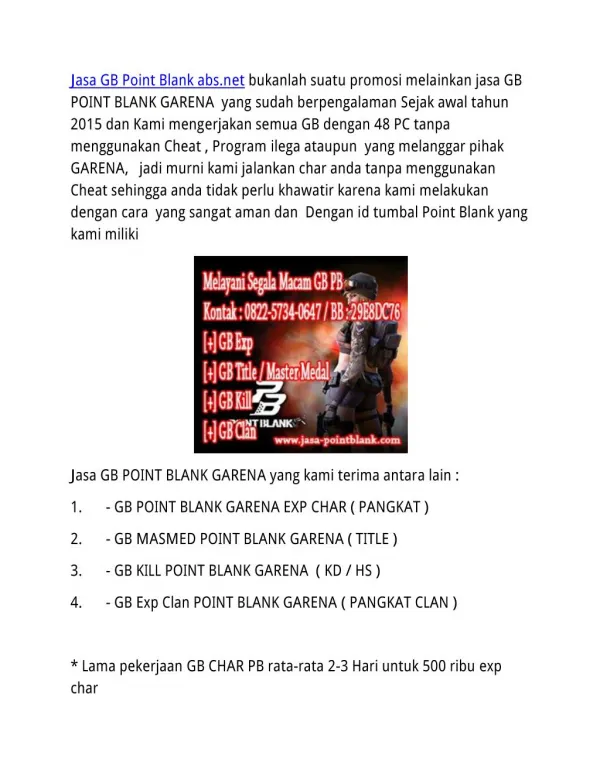 Jasa GB Point Blank ABS.net