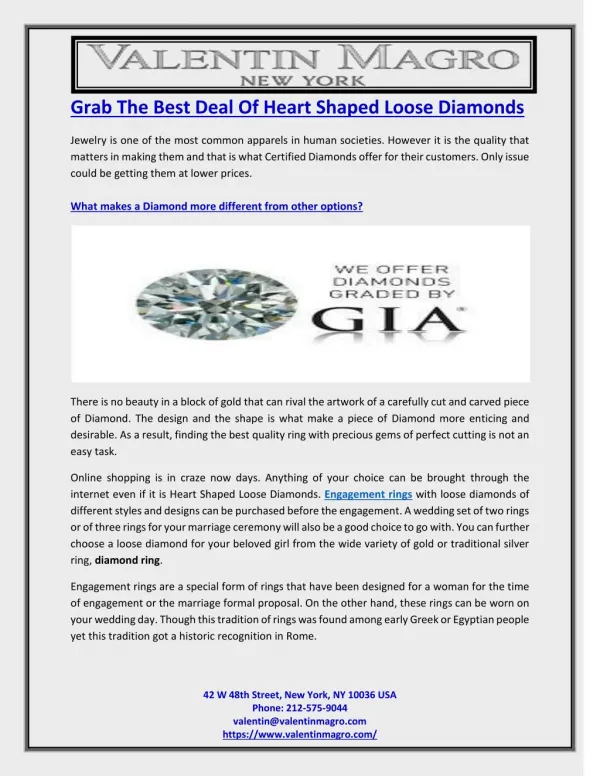 Grab The Best Deal Of Heart Shaped Loose Diamonds
