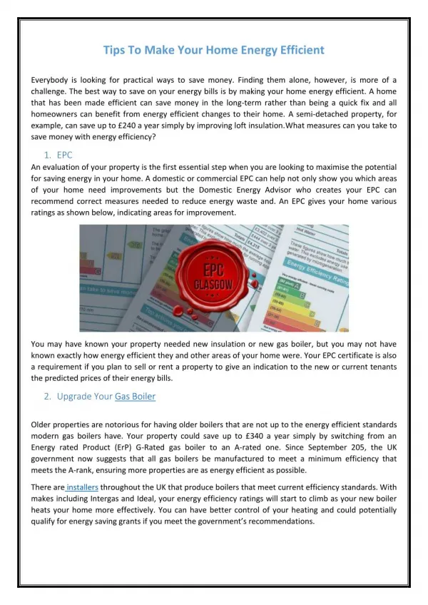 Tips To Make Your Home Energy Efficient