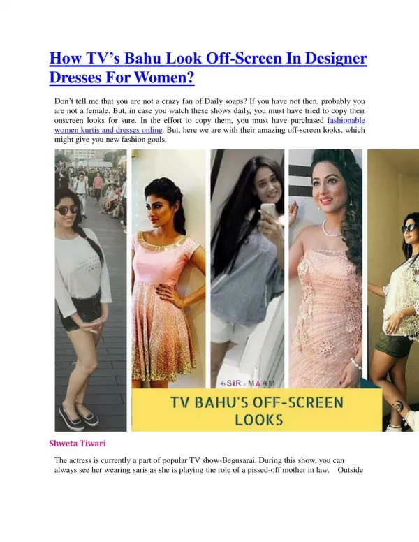 How TV’s Bahu Look Off-Screen In Designer Dresses For Women?