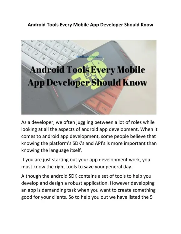 Android Tools Every Mobile App Developer Should Know