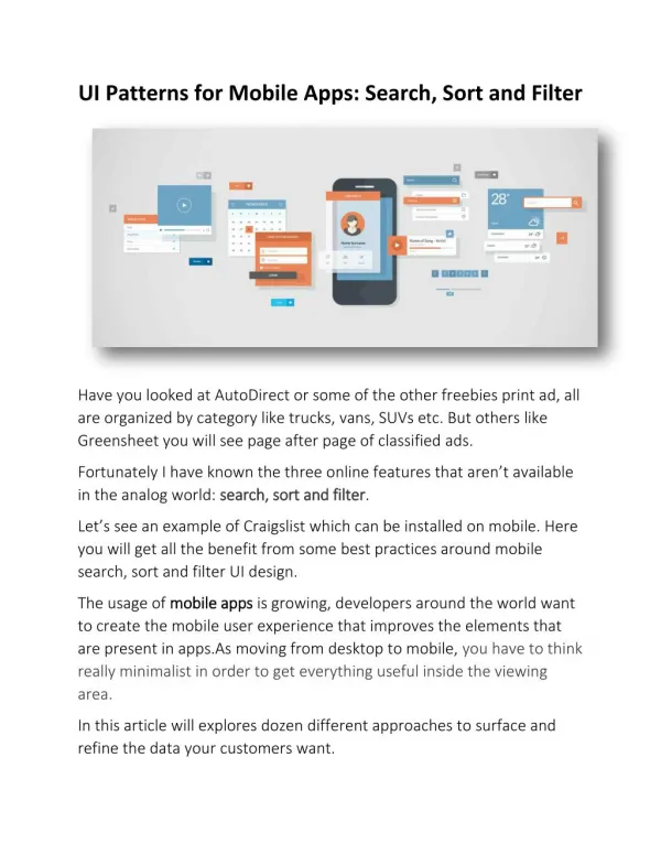 UI Patterns for Mobile Apps: Search, Sort and Filter
