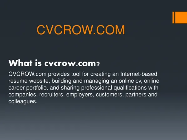 Create Your Unique Professional Online Resume/CV - CVCROW.COM