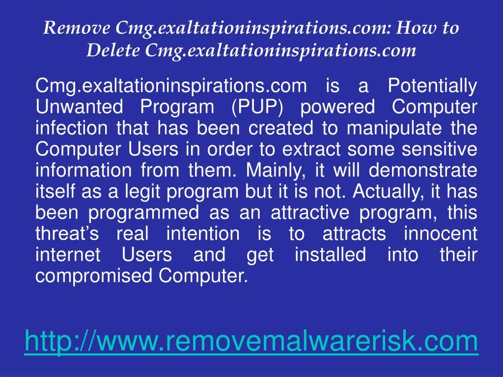 remove cmg exaltationinspirations com how to delete cmg exaltationinspirations com