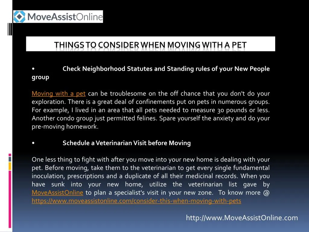 things to consider when moving with a pet