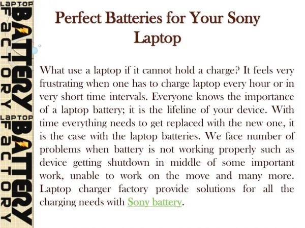 Perfect Batteries for Your Sony Laptop