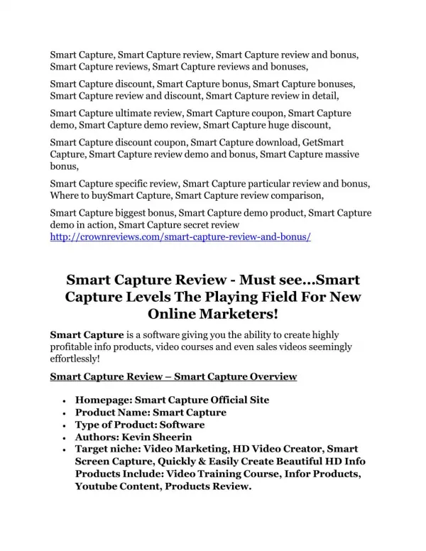 Smart Capture review and (SECRET) $13600 bonus