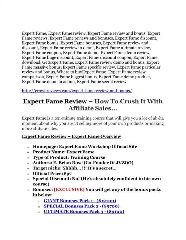 Expert Fame review-$26,800 bonus & discount