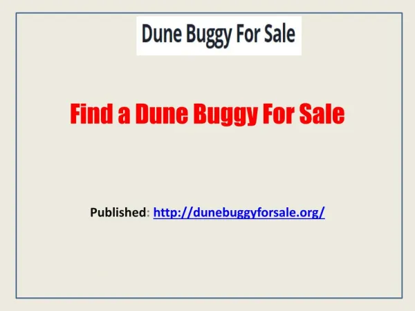 Finding The Best Dune Buggy