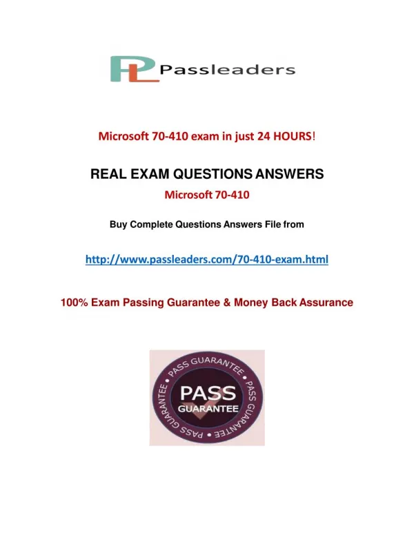 Passleader 70-410 Q&A