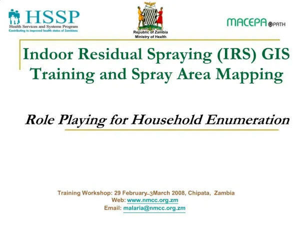 Indoor Residual Spraying IRS GIS Training and Spray Area Mapping Role Playing for Household Enumeration