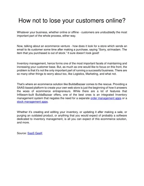 How not to lose your customers online?