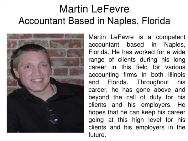 Martin LeFevre-Accountant Based in Naples, Florida