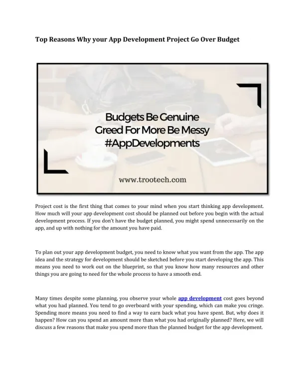 Top Reasons Why Your App Development Project Go Over Budget