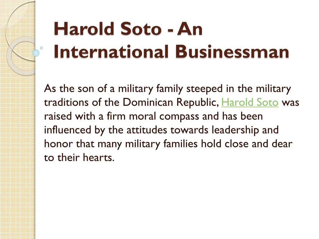 harold soto an international businessman