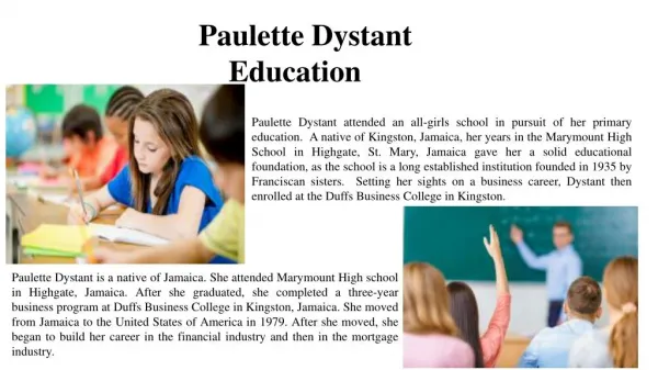 Paulette Dystant - Education