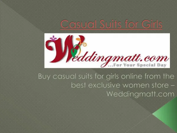 Shop Casual suits for girls online | weddingmatt