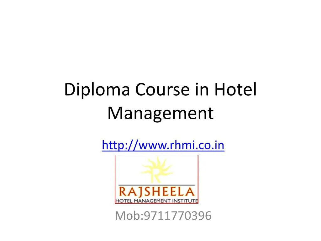 diploma course in hotel management