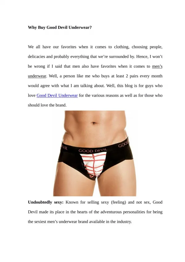 Why Buy Good Devil Underwear?