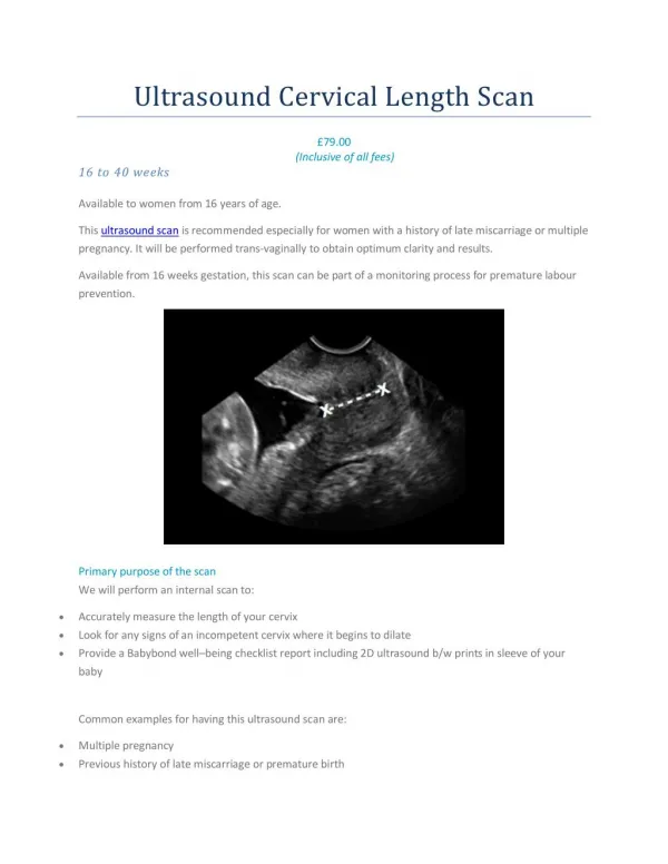 Ultrasound cervical length scan