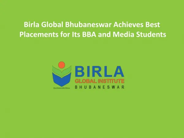 Birla Global Bhubaneswar Achieves Best Placements for Its BBA and Media Students