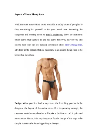 Aspects of Men’s Thong Store - slide 1
