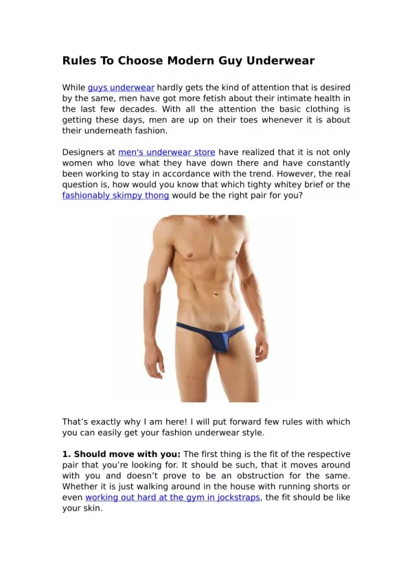 Rules To Choose Modern Guy Underwear