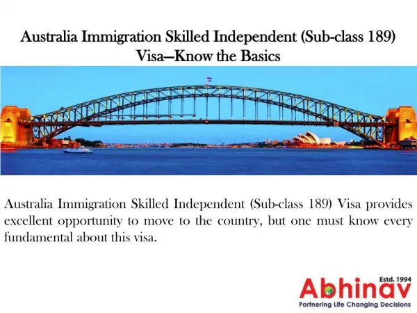 Australia Immigration Skilled Independent Visa—Know the Basics