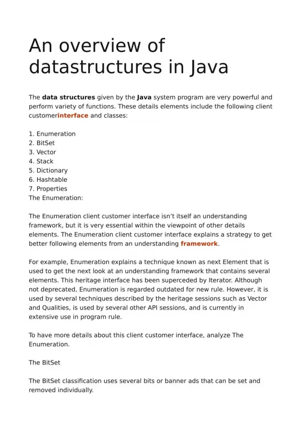 An overview of datastructures in Java