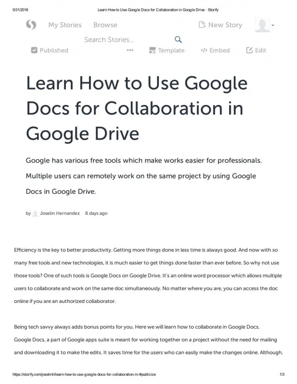 Learn how to use google docs for collaboration in google drive - storify