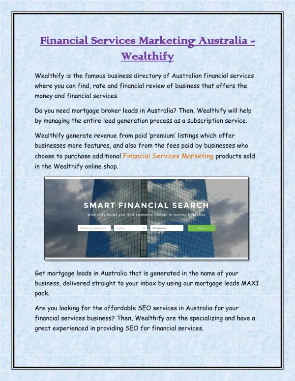 Financial Services Marketing Australia - Wealthify
