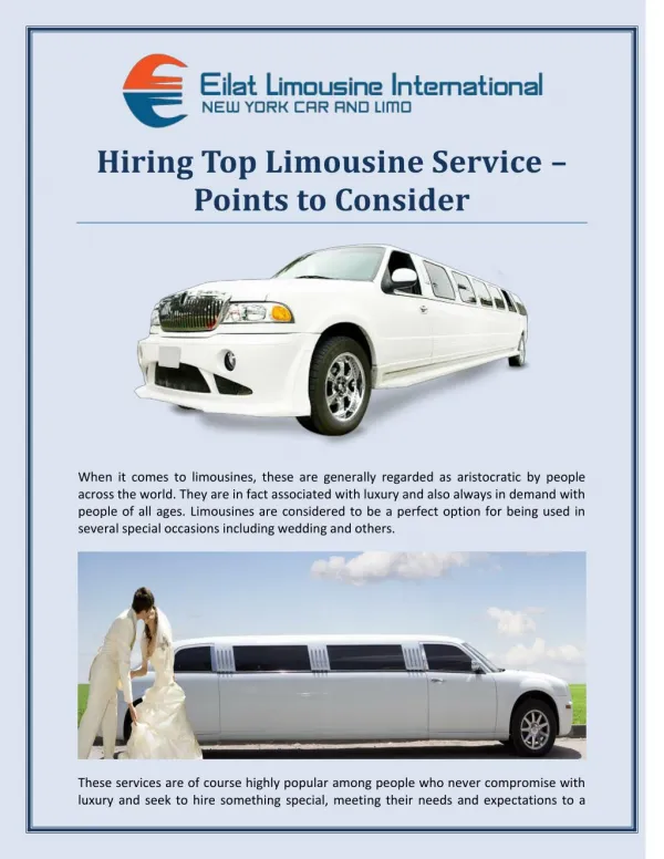 Hiring Top Limousine Service – Points to Consider